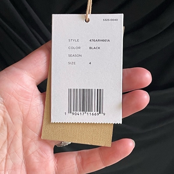 $1470 Michael Kors Collection NEW Black One Shoulder Sheath Dress Elegant Size 4 - Picture 3 of 7